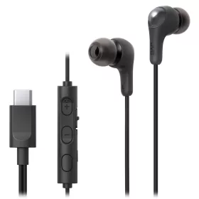   JVC HA-FR9UC-B vezetékes fülhallgató USB-C csatlakozóval, mikrofonnal és vezérlővel, 4 méretű szilikon gumiharanggal