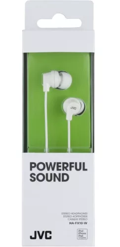 JVC HA-FX10W utcai fülhallgató fehér, 9mm neodímium meghajtóval, 1,2m kábel, iPhone kompatibilis