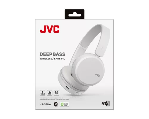 JVC HA-S36W-W-U Bluetooth fejhallgató fehér színben, akár 35 órás üzemidővel