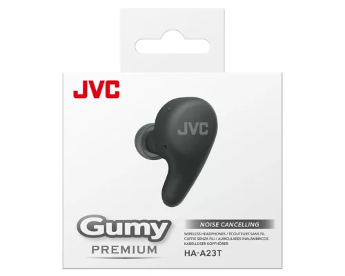 JVC HA-A23T-B True Wireless zajszűrős Bluetooth fülhallgató fekete, IPX4, 26 óra üzemidő, JVC Gumy sorozat