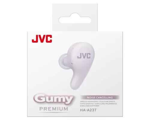 JVC HA-A23T-V True Wireless zajszűrős Bluetooth fülhallgató IPX4 szőlő joghurt színben, 26 óra üzemidő, USB-C, JVC Gumy sorozat