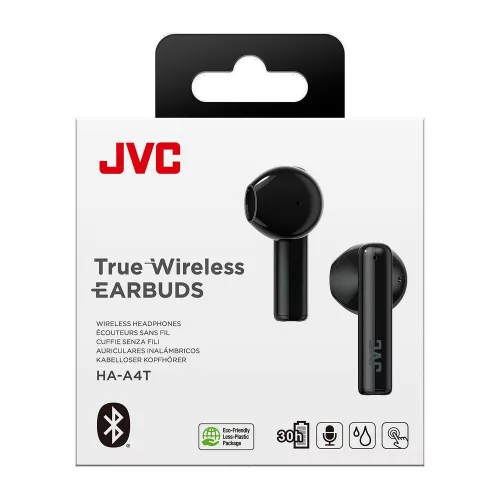 JVC HA-A4T-B True Wireless Bluetooth fülhallgató 12 mm neodímium hangszóró, IPX4, fekete
