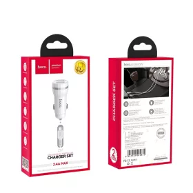   HOCO autós töltő Z27 Staunch dual port töltőadapter 1m Type-C kábellel