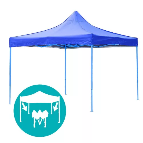 Timeless Garden Összecsukható kerti pavilon több típusban-2,9x2,9 méteres-kék-pavilon+oldalfal+hordtáska (HOP1000807-1)