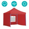 Timeless Garden Összecsukható kerti pavilon több típusban-2,9x2,9 méteres-piros-pavilon+oldalfal+hordtáska (HOP1000807-2)
