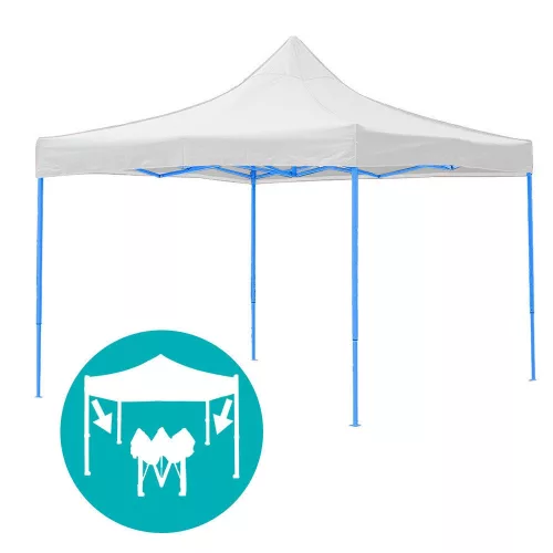 Timeless Garden Összecsukható kerti pavilon több típusban-2,9x2,9 méteres-fehér-pavilon+oldalfal+hordtáska (HOP1000807-3)