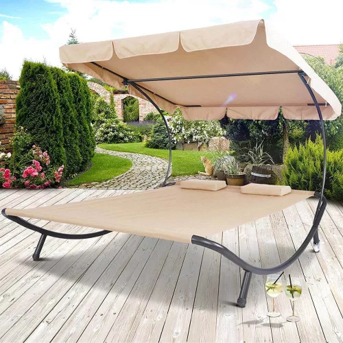 Timeless Garden Kétszemélyes napozóágy árnyékolóval-bézs (HOP1000813-1)