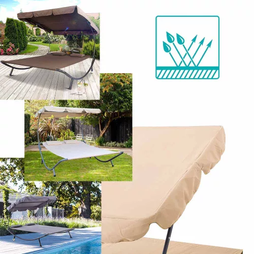 Timeless Garden Kétszemélyes napozóágy árnyékolóval-bézs (HOP1000813-1)