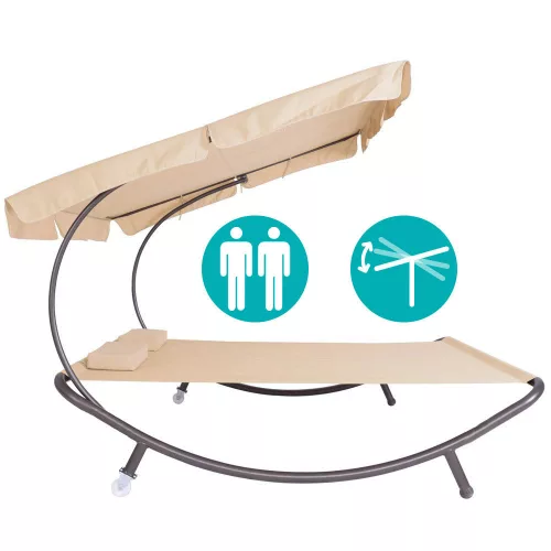 Timeless Garden Kétszemélyes napozóágy árnyékolóval-bézs (HOP1000813-1)