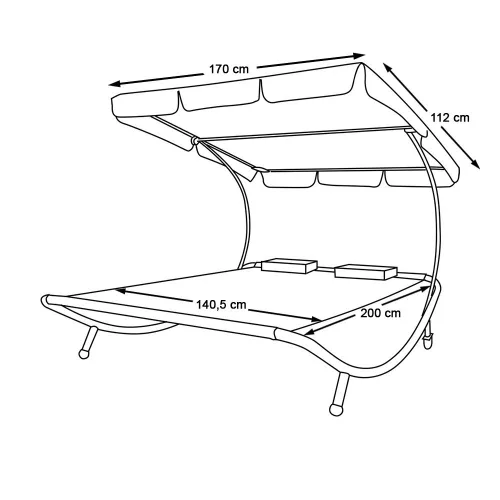 Timeless Garden Kétszemélyes napozóágy árnyékolóval-bézs (HOP1000813-1)