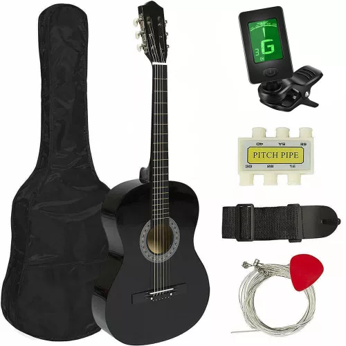 Timeless Hobby Akusztikus gitár szett kezdőknek, ajándék hangolóval, 2 színben-fekete (HOP1000982-1)