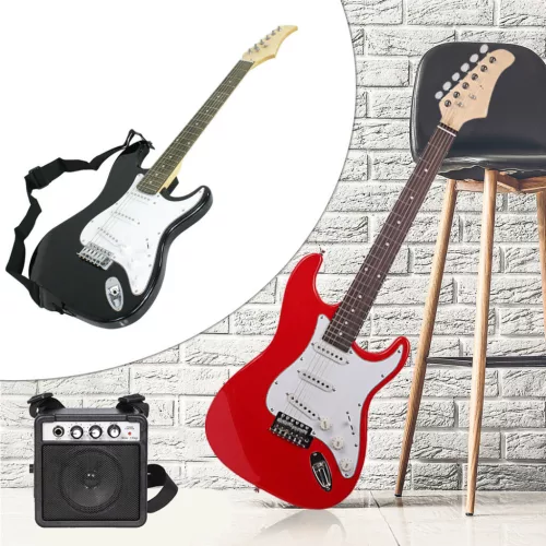 Timeless Hobby Elektromos gitár szett kezdőknek, ajándék erősítővel-fekete (HOP1000983-2)