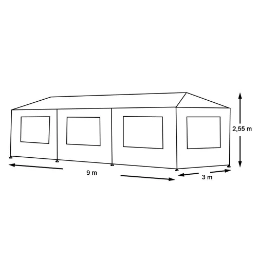 Timeless Garden Party sátor fehér színben, 3 méretben-3x9 méteres (HOP1001025-1)