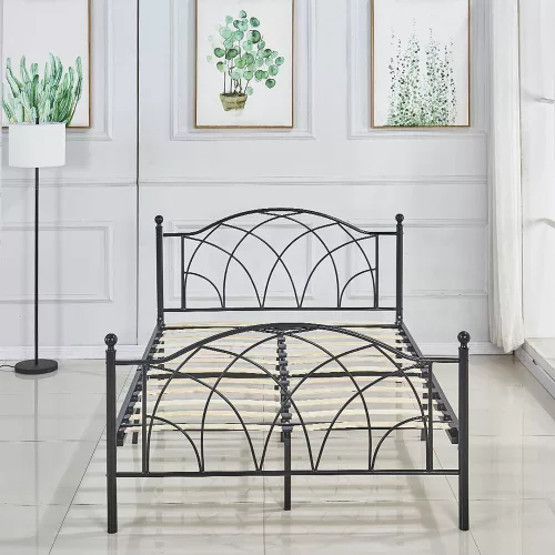 Timeless Home Lotti fém ágykeret ajándék ágyráccsal, több méretben és színben-Fekete 160x200 cm (HOP1001134-1)