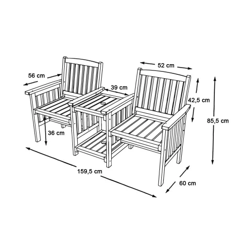Timeless Garden Fa 2 személyes kerti garnitúra (HOP1001210)