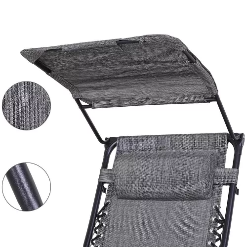 Timeless Garden Zéró gravitáció szék napellenzővel és pohártartóval 2 db, több színben-szürke (HOP1001529-1)