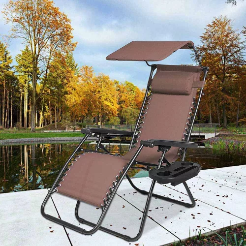 Timeless Garden Zéró gravitáció szék napellenzővel és pohártartóval 2 db, több színben-barna (HOP1001529-3)