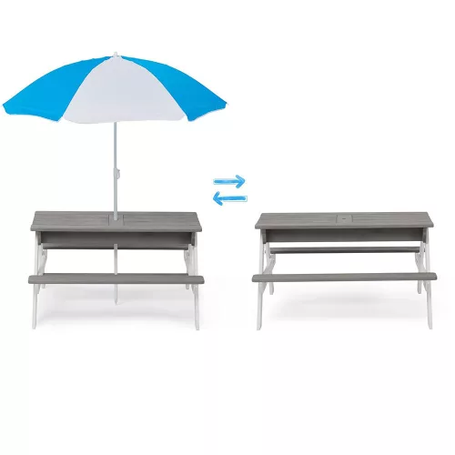 Timeless Toys 3 az 1-ben gyerek piknikasztal, napernyővel (HOP1001667)