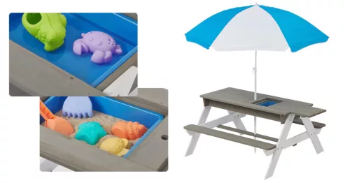 Timeless Toys 3 az 1-ben gyerek piknikasztal, napernyővel (HOP1001667)