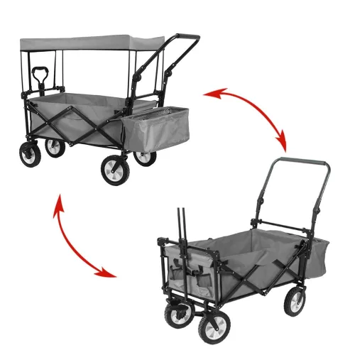 Timeless Garden Összecsukható kocsi tetővel, húzható-tolható, szürke (HOP1001724-1)