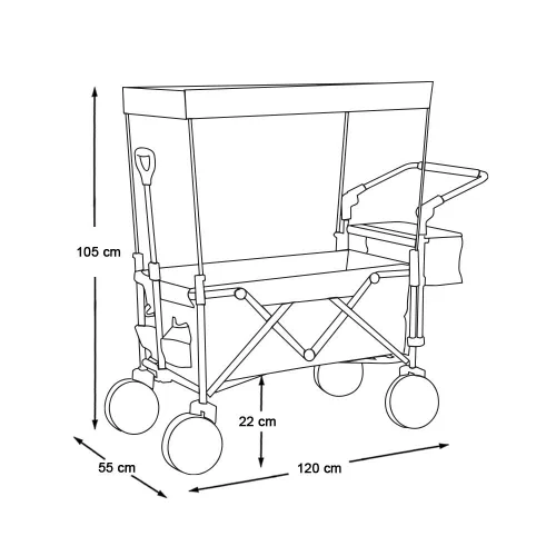 Timeless Garden Összecsukható kocsi tetővel, húzható-tolható, szürke (HOP1001724-1)