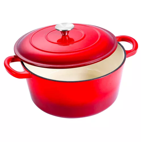 Timeless Gourmet Zománcozott, öntöttvas edény fedővel 4L, piros (HOP1001761-1)