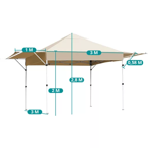 Timeless Garden Pavilon árnyékolóval, félhátfallal, bézs (HOP1001869)