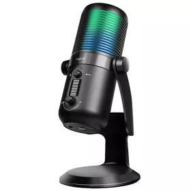   Logilink Mikrofon, kardioid/omnidirekcionális, NRC, 192 kHz@24 bit, RGB világítás, streaming, podcast, stúdió
