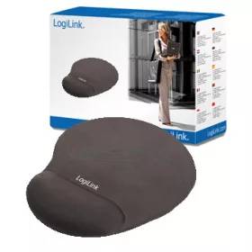 LogiLink Egérpad, géles csuklótámasszal, fekete (ID0027)