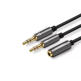   Ugreen AV140 Fejhallgató + mikrofon egyesítő kábel, fekete (1x Jack mama - 2x Jack papa) - (28 cm)