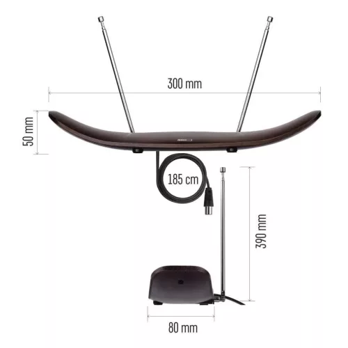 Emos J0708 Szobaantenna CITY WOOD-C500, DVB-T2, DAB, FM, LTE/4G/5G szűrő