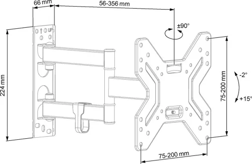 ECG LD 174201 Kihúzható, elforgatható és dönthető TV tartó