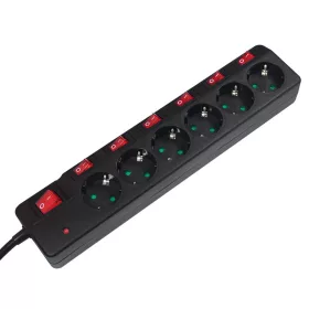   LogiLink Aljzat 6-os + 7 kapcsoló, 6x CEE 7/3, 1,5 m, fekete (LPS233)