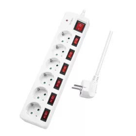   Logilink Elosztó 6-os 7 kapcsolóval, 6x CEE 7/3, fehér (LPS250)