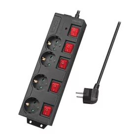   Logilink Elosztó 4-es, 5 kapcsolóval, 4x CEE 7/3, fekete (LPS251)