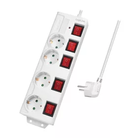  Logilink Elosztó 4-es, 5 kapcsolóval, 4x CEE 7/3, fehér (LPS252)