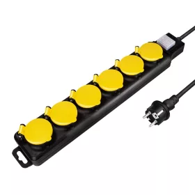   Logilink Aljzat 6-os + kapcsoló, 6x CEE 7/3, kültéri, 1,5 m, fekete/sárga (LPS256)