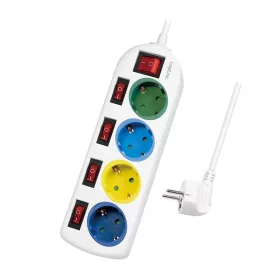   Logilink Elosztó 4-es, 5 kapcsolóval, 4x CEE 7/3, többszínű (LPS257)