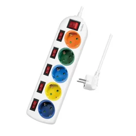   Logilink Elosztó 5-ös, 6 kapcsolóval, 5x CEE 7/3, többszínű (LPS258)