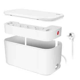   Logilink Kábeldoboz 5 utas aljzatcsíkkal, 3x USB, 285 x 145 x 13 mm, fehér (LPS281U)