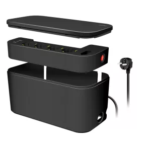   Logilink Kábeldoboz 5 utas csatlakozóaljzattal, 3x USB, 285 x 145 x 13 mm, fekete (LPS282U)