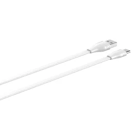   LDNIO LS551 USB-A - USB-C kábel 2.1A 1m, lapos kábel, fehér