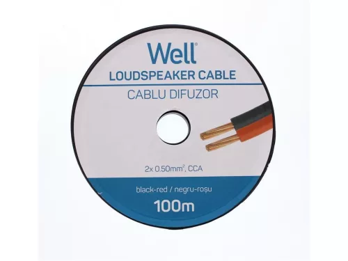 Well LSP-CCA0,50BR-100-WL Hangszóró kábel fekete / piros 2x0,50mm² 100m