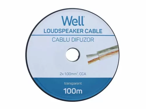 Well LSP-CCA1.00TT-100-WL Hangszóró kábel átlátszó 2x1mm²