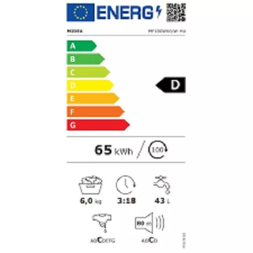 Midea MF100W60/W-HU keskeny elöltöltős mosógép 6 kg D fehér