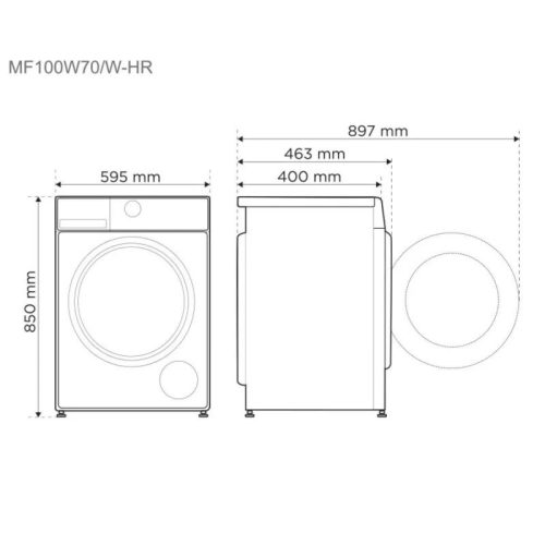 MIDEA MF100W70/W-HU Mosógép elöltöltős 7 kg D fehér