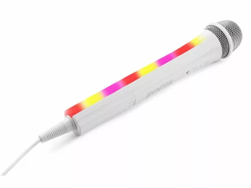 Fenton KMD55W - RGB LED Karaoke PARTY mikrofon (hangvezérelt és auto fény)- fehér