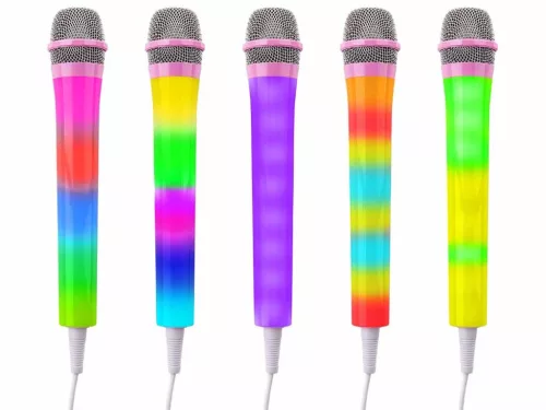 Fenton KMD55P - RGB LED Karaoke PARTY mikrofon (hangvezérelt és auto fény)- rózsaszín
