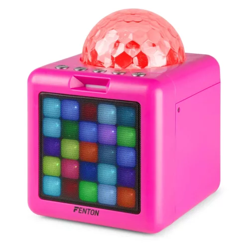 Fenton KAR15B Karaoke hangfal, 2 mikrofon, rózsaszín, 15W