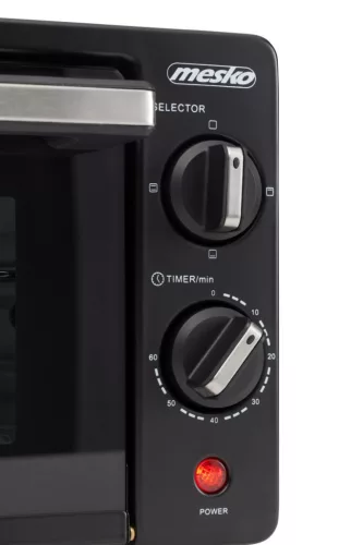 Mesko MS 6013 elektromos sütő, 9 L kapacitás, 1000 W teljesítmény, 3 fűtési mód, időzítő, tálca és grillező állvány, fekete szín
